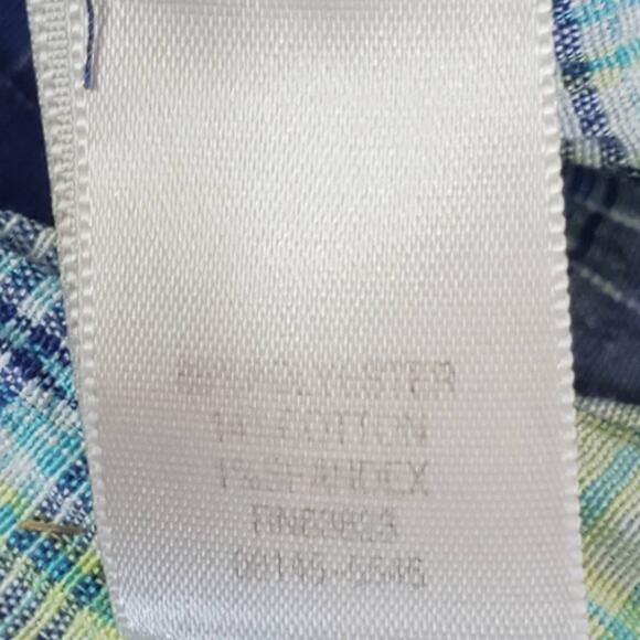 Christopher & Banks Blue Green Plaid V Neck Button Front Long Sleeve Tunic Large - Picture 4 of 8